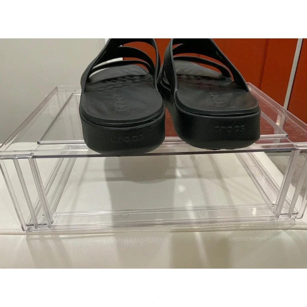 Crocs Brooklyn Low Wedge Sandals Black Two Strap Platform Slide Womens 8 206453